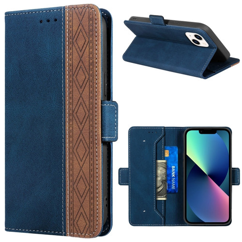 iPhone 14 Stitching Magnetic RFID Leather Case  - Royal Blue