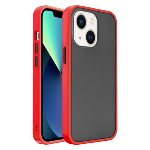 iPhone 14 Translucent Skin Feel Frosted Phone Case  - Red+Black