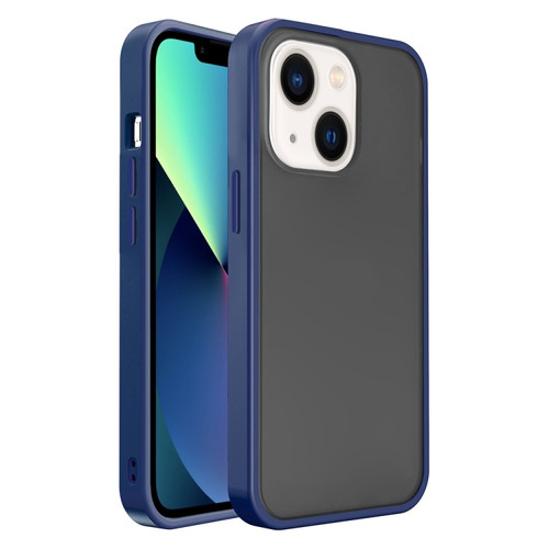 iPhone 14 Translucent Skin Feel Frosted Phone Case  - Black+Navy Blue