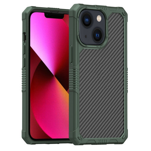 iPhone 14 Carbon Fiber Shockproof Phone Case  - Dark Green