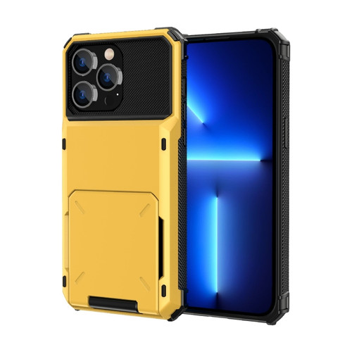 iPhone 14 Scratch-Resistant Shockproof Heavy Duty Rugged Armor Protective Case with Card Slot  - Yellow