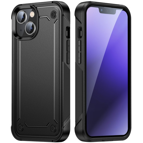 iPhone 14 PC + TPU Shockproof Protective Phone Case  - Black+Black