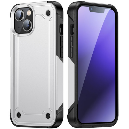iPhone 14 PC + TPU Shockproof Protective Phone Case  - White+Black