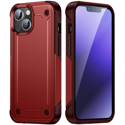 iPhone 14 PC + TPU Shockproof Protective Phone Case  - Red+Rose Red