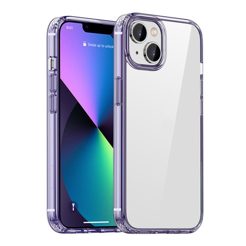 iPhone 14 Crystal Clear Shockproof Phone Case  - Transparent Purple