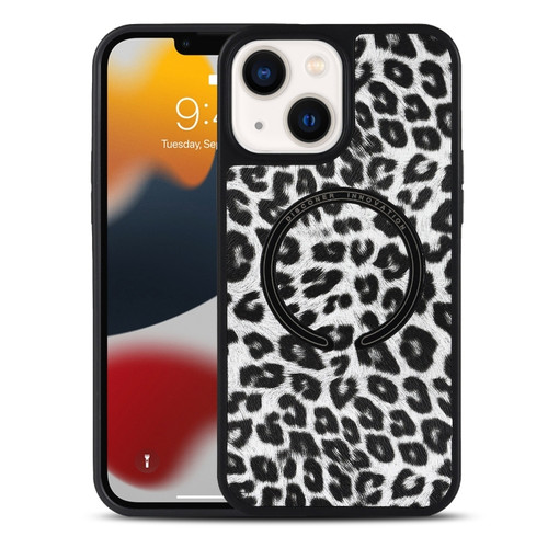 iPhone 14 Leather Texture MagSafe Magnetic Phone Case  - Black Leopard