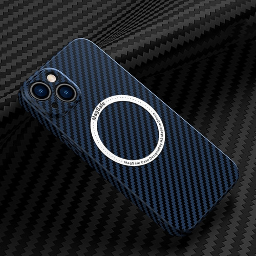iPhone 14 Carbon Fiber Texture MagSafe Magnetic Phone Case  - Blue