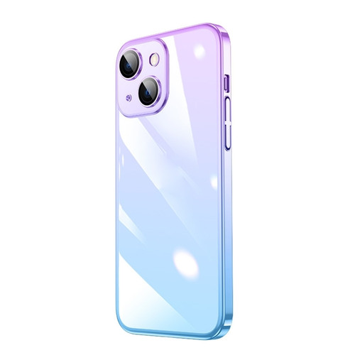 iPhone 14 Transparent Electroplated PC Gradient Phone Case  - Blue Purple