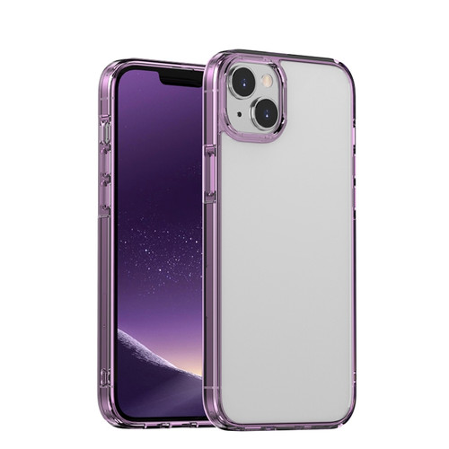 iPhone 14 PC + TPU Full Coverage Shockproof Phone Case  - Transparent Purple