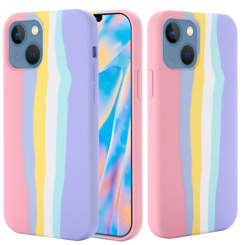 iPhone 14 Rainbow Liquid Silicone Phone Case  - Pink