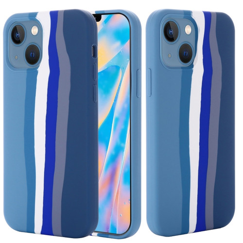 iPhone 14 Rainbow Liquid Silicone Phone Case  - Blue