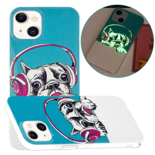 iPhone 14 Luminous TPU Soft Phone Case  - Headset Dog