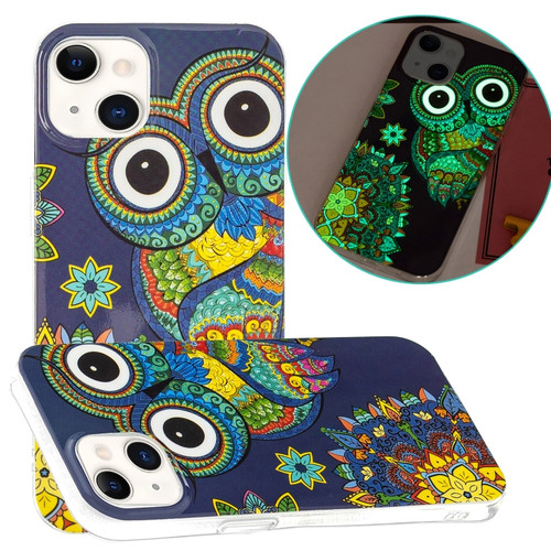 iPhone 14 Luminous TPU Soft Phone Case  - Blue Owl