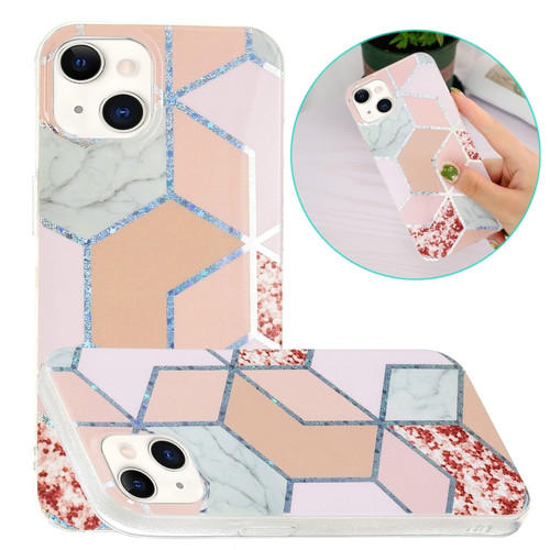 iPhone 14 Electroplating Soft TPU Phone Case  - Pink Rhombus