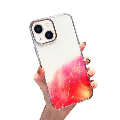 iPhone 14 Gold Halo Marble Pattern Phone Case  - Red