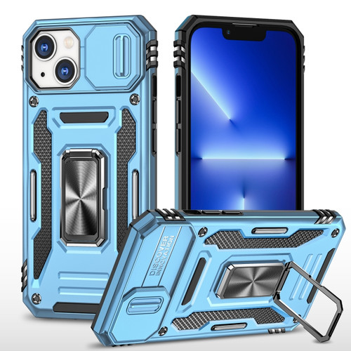 iPhone 14 Armor PC + TPU Camera Shield Phone Case  - Light Blue