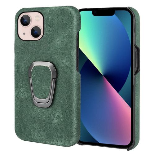 iPhone 14 Ring Holder PU Phone Case  - Dark green