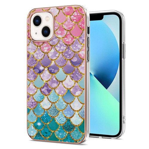 iPhone 14 Electroplating Pattern IMD TPU Shockproof Case  - Colorful Scales