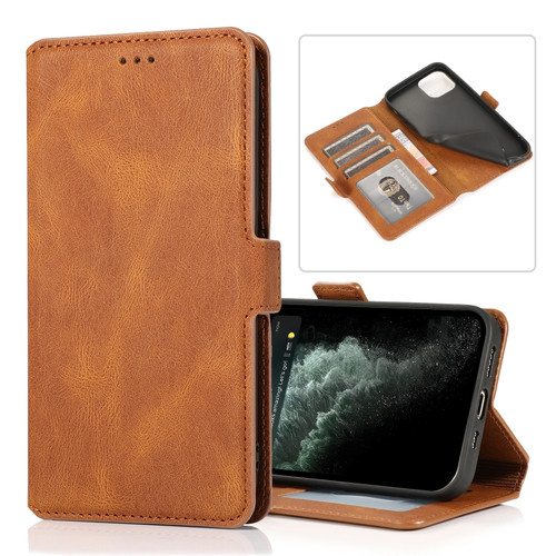 iPhone 14 Retro Magnetic Closing Clasp Leather Case  - Brown