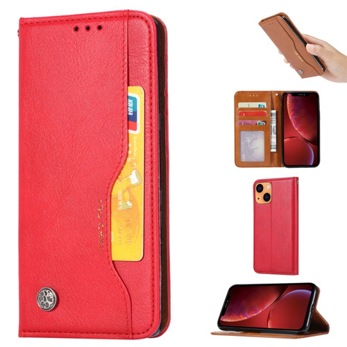 iPhone 14 Knead Skin Texture Leather Case  - Red