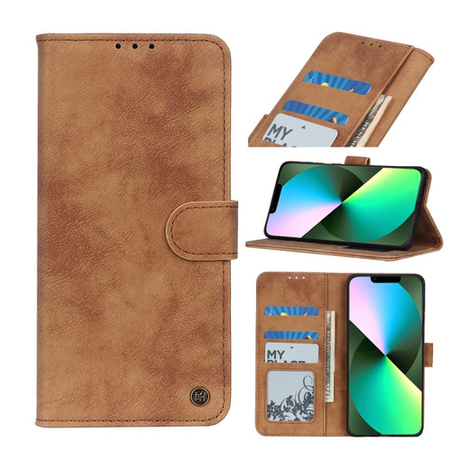 iPhone 14 Antelope Texture Leather Case  - Brown