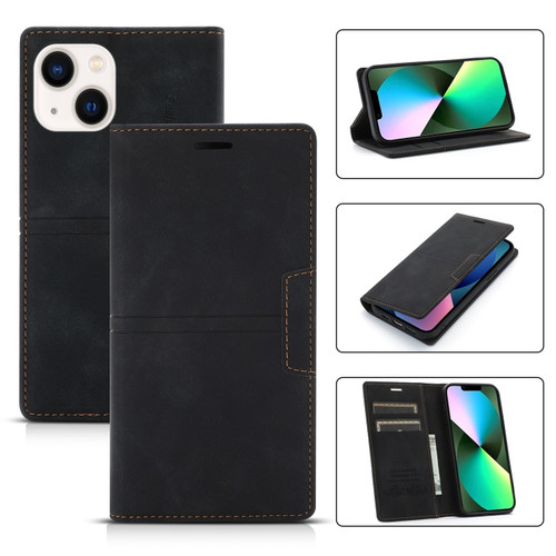 iPhone 14 Magnetic Leather Phone Case  - Black