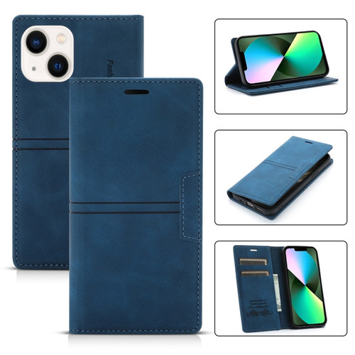 iPhone 14 Magnetic Leather Phone Case  - Blue