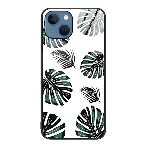 iPhone 14 Colorful Painted Glass Phone Case  - Banana Leaf