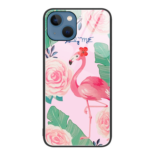 iPhone 14 Colorful Painted Glass Phone Case  - Flamingo