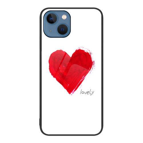 iPhone 14 Colorful Painted Glass Phone Case  - Love