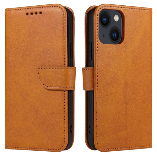 iPhone 14 Calf Texture Buckle Flip Leather Phone Case  - Khaki