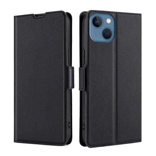 iPhone 14 Ultra-thin Voltage Side Buckle Leather Phone Case  - Black