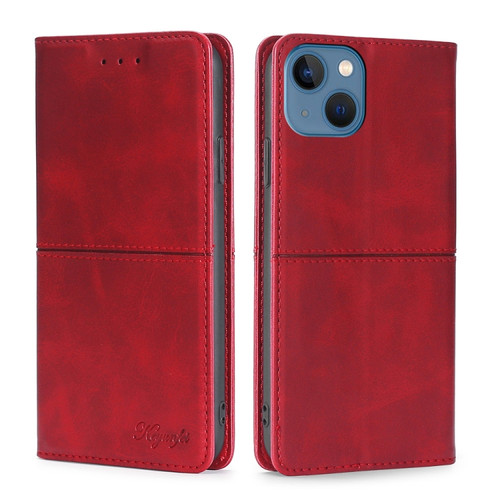 iPhone 14 Cow Texture Magnetic Leather Phone Case  - Red