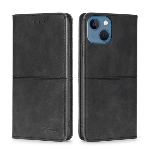 iPhone 14 Cow Texture Magnetic Leather Phone Case  - Black