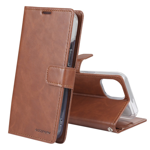 iPhone 14 GOOSPERY BLUE MOON Crazy Horse Texture Leather Case  - Brown