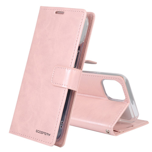 iPhone 14 GOOSPERY BLUE MOON Crazy Horse Texture Leather Case  - Pink