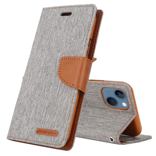 iPhone 14 GOOSPERY CANVAS DIARY Canvas Texture Flip Leather Phone Case  - Grey