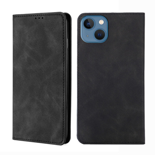 iPhone 14 Skin Feel Magnetic Leather Phone Case  - Black