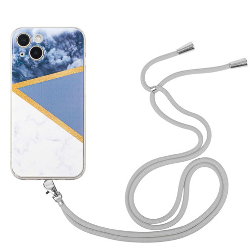 iPhone 14 Lanyard Stitching Marble TPU Case Max - Grey