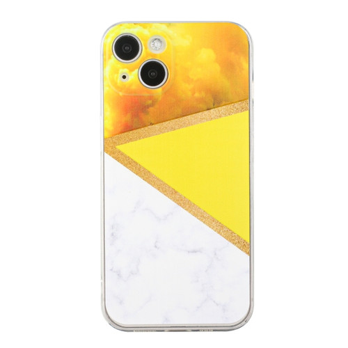 iPhone 14 Stitching Marble TPU Phone Case  - Yellow