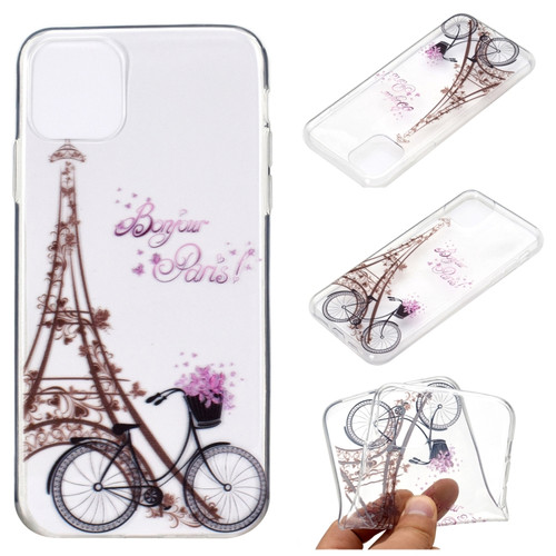 iPhone 14 Coloured Drawing Pattern Transparent TPU Protective Case Max - Tower Bicycle