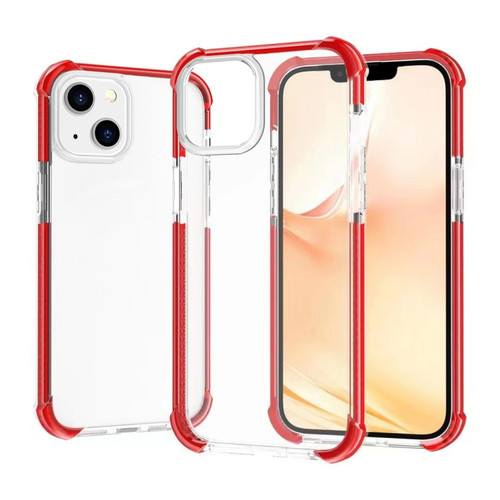 iPhone 14 Acrylic Four Corners Shockproof Phone Case  - Transparent Red