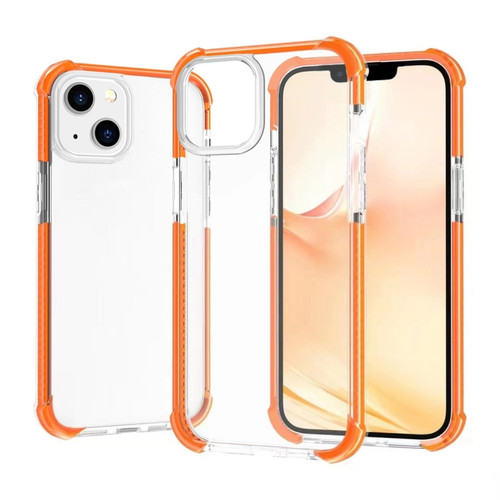 iPhone 14 Acrylic Four Corners Shockproof Phone Case  - Transparent Orange
