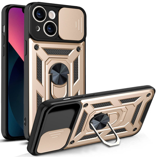 iPhone 14 Sliding Camera Cover Design TPU+PC Phone Case  - Gold