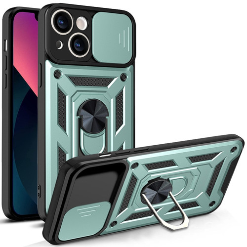 iPhone 14 Sliding Camera Cover Design TPU+PC Phone Case  - Green