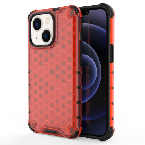 iPhone 14 Shockproof Honeycomb PC + TPU Phone Case  - Red