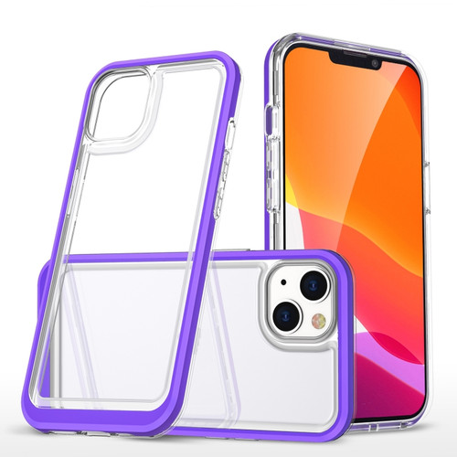 iPhone 14 Clear Acrylic + PC + TPU Shockproof Phone Case  - Purple