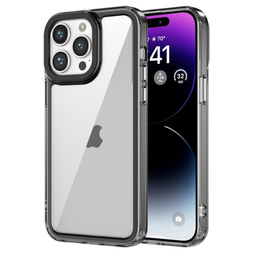 iPhone 14 Pro Max Transparent Acrylic + TPU Shockproof Phone Case - Transparent Black
