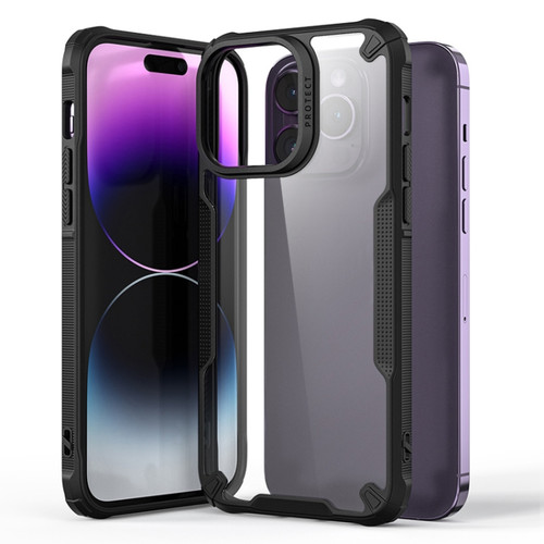 iPhone 14 Pro Max Four-corner Glossy Shockproof Phone Case - Black