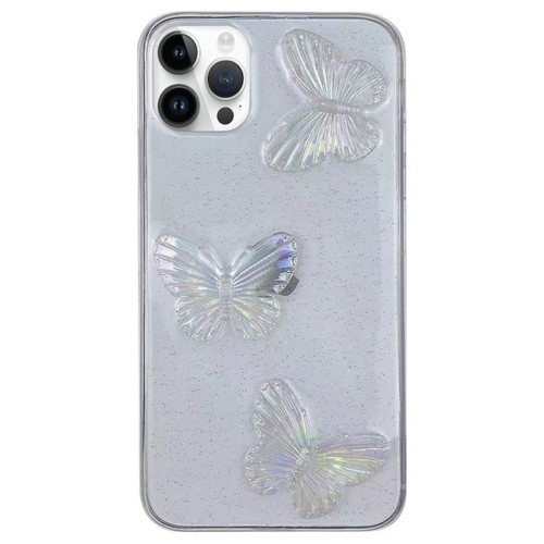 iPhone 14 Pro Max Clear Crystal Butterflies TPU Phone Case - Transparent